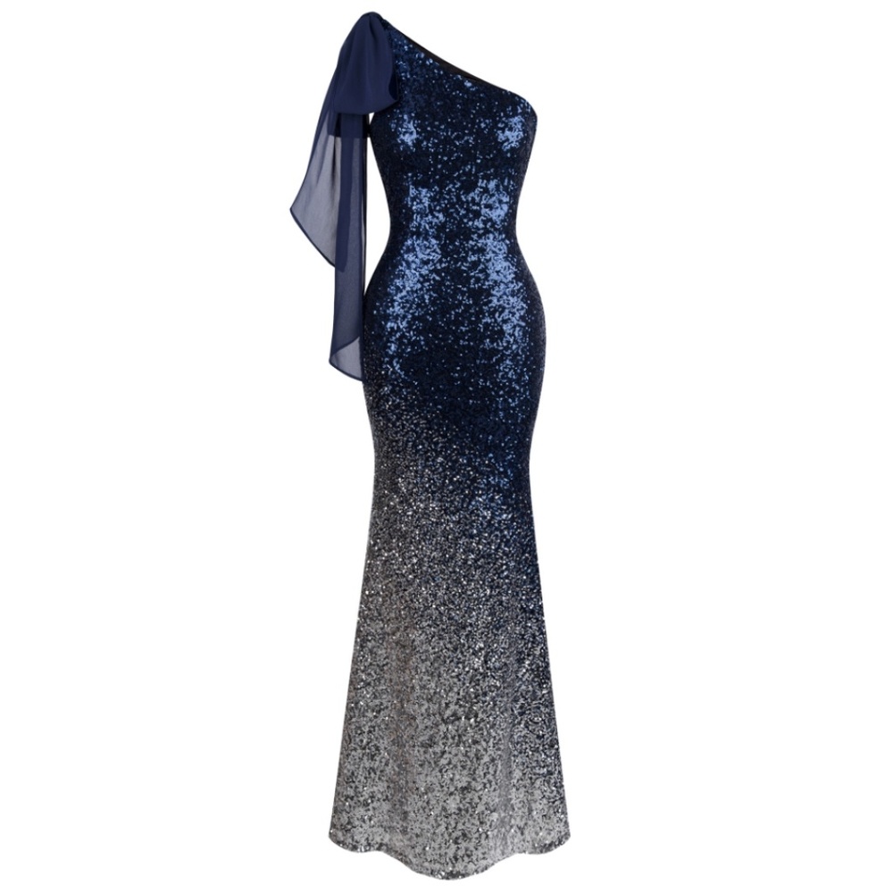 NWT Angel Fashions One Shoulder Sequin Prom Dress